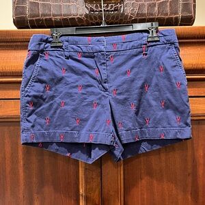 Navy Blue Lobster Print Women Shorts